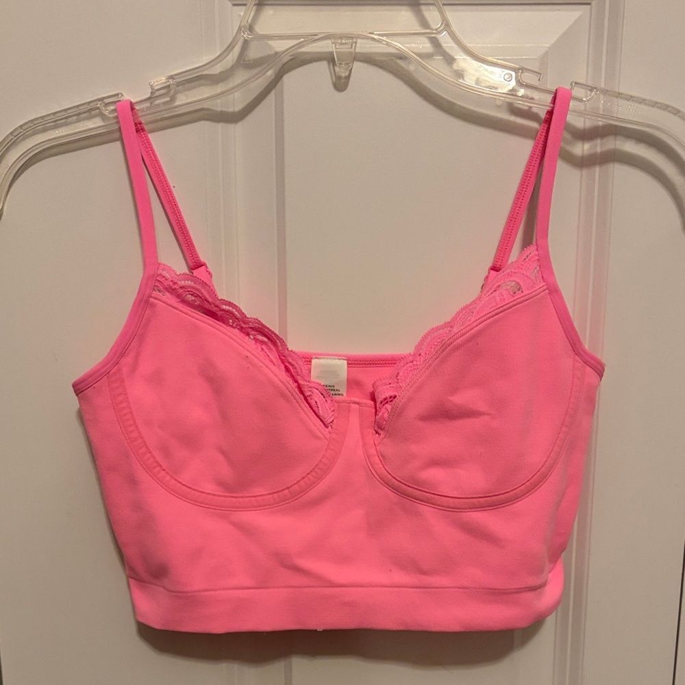 Aerie Bright Pink Lace Bralette Size Small